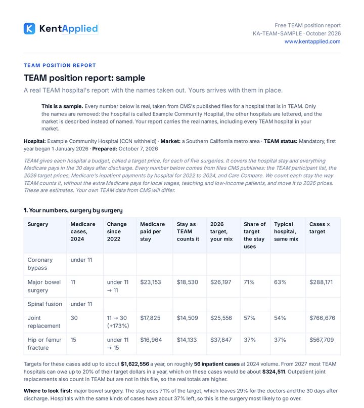 First page of the sample TEAM position report